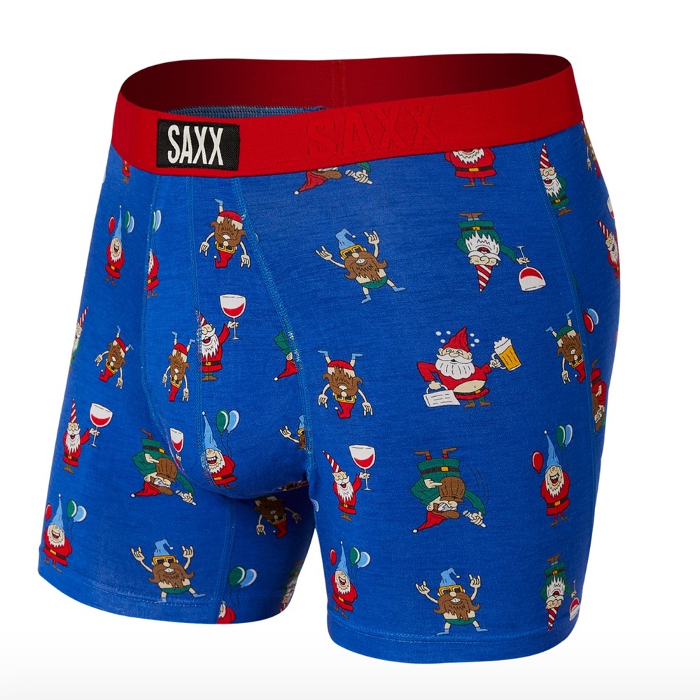 SAXX VIBE Super Soft Boxer Brief Peak Blue Party Gnomes